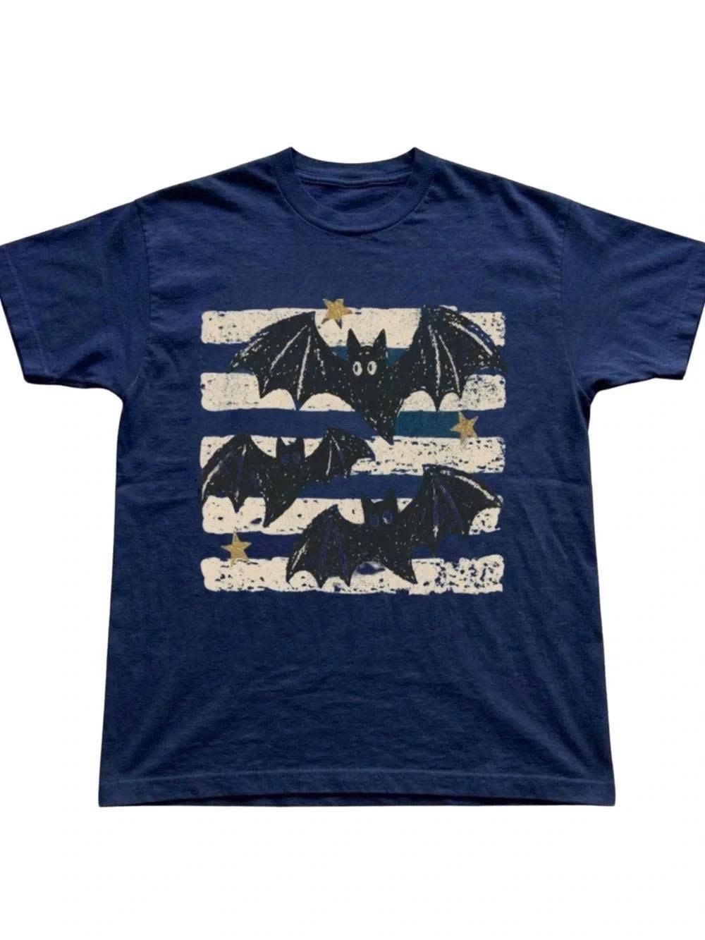 Navy Short Sleeve Tee with Bat & Star Graphic